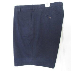 Lands' End Pleated Front Mens Navy Blue Cotton Expandable Short Pant NWOT - 46W